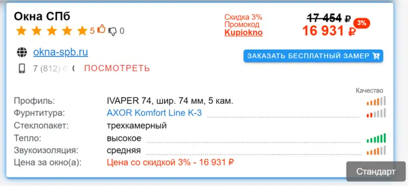 Чем отличаются окна стандарт от премиум